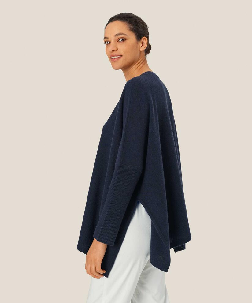 Oversize Wollstrickpullover mit Rundhals, Mood Indigo