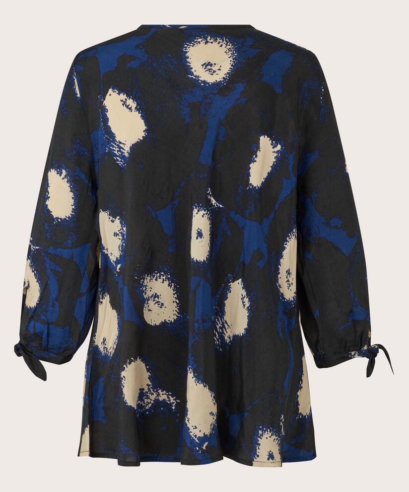 Viskosebluse mit V-Ausschnitt, Maritime Blue