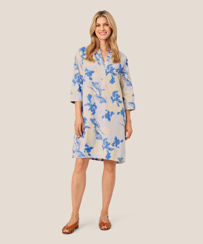 Bedrucktes Kleid mit V-Ausschnitt und Eingrifftaschen, Heather