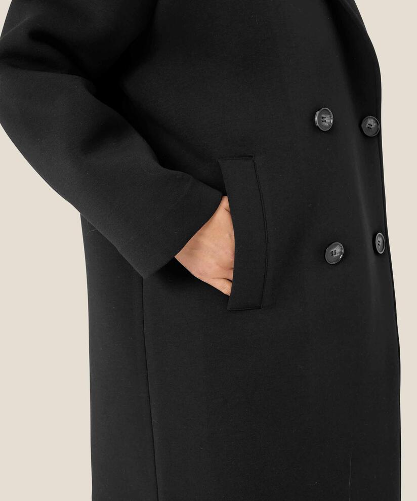 Klassischer Mantel mit doppelreihigem Knopfverschluss, Black