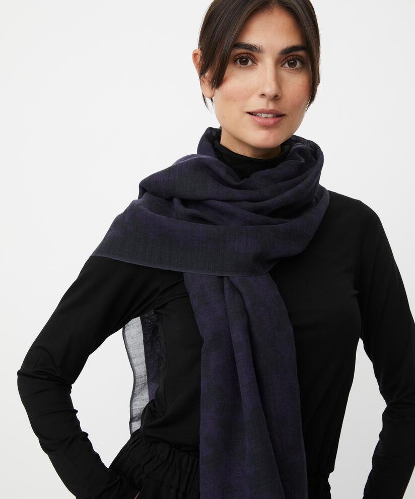 gemusterter Schal aus Wollmischung, Navy Blazer