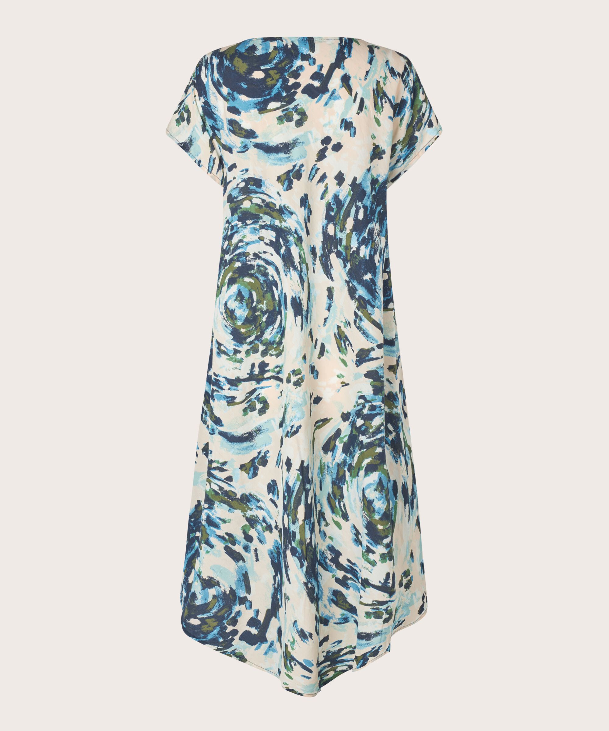 Bedrucktes Viskosekleid Mit V-ausschnitt, Cendre Blue