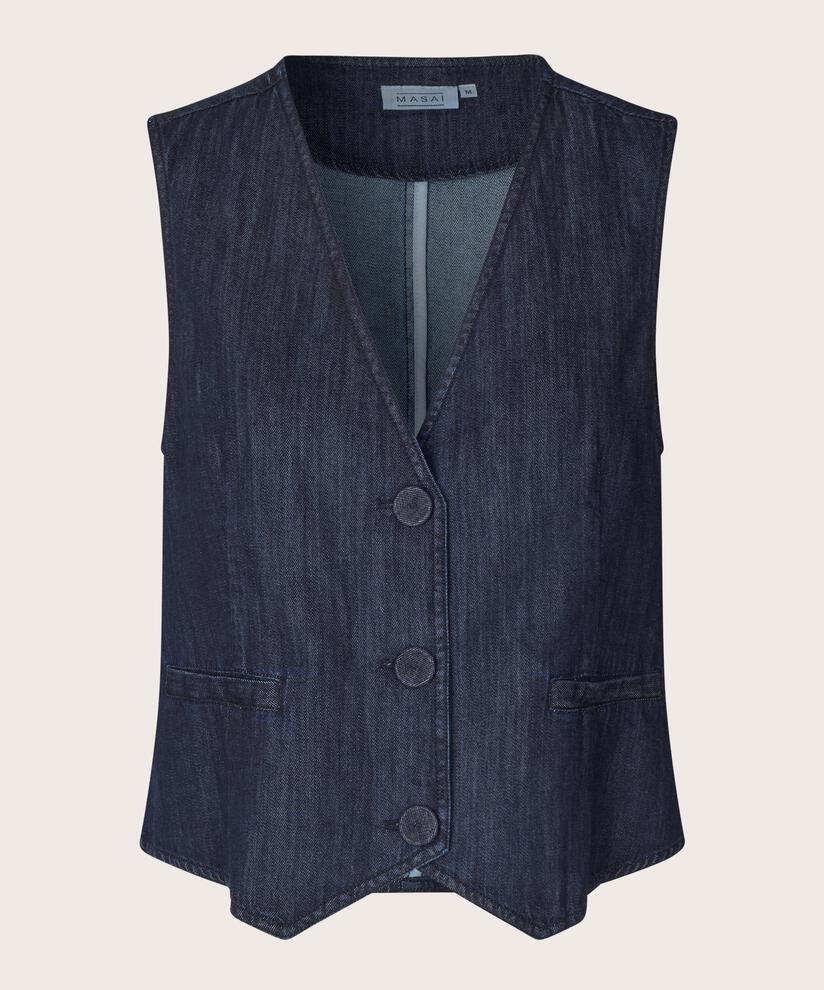 klassische Weste in weicher Denim-Qualität, Dark Denim