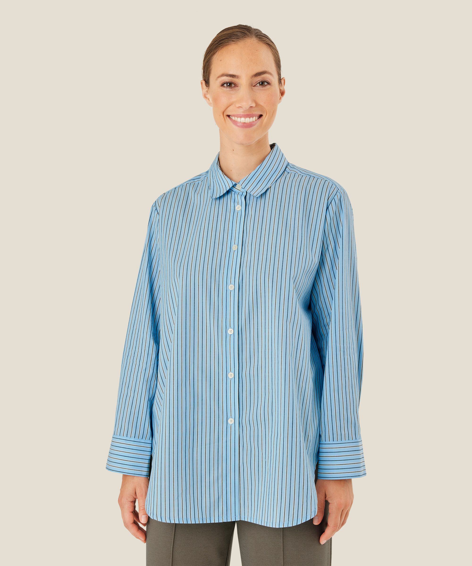 Button-down-hemdbluse Aus Baumwolle, Ashley Blue