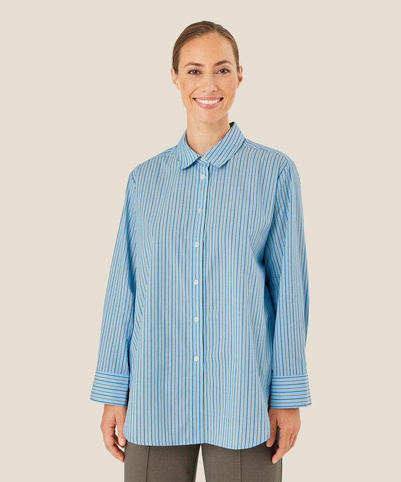Button-down-hemdbluse Aus Baumwolle, Ashley Blue