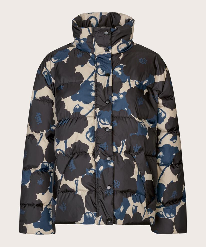 Kurze Daunenjacke mit Blumenmuster und hohem Kragen, Moonlit Ocean