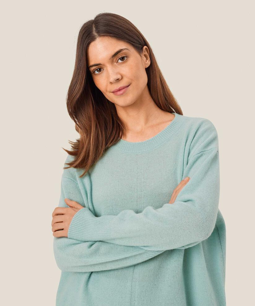 Langärmliger Wollpullover Mit Gerippten Kanten, Ether