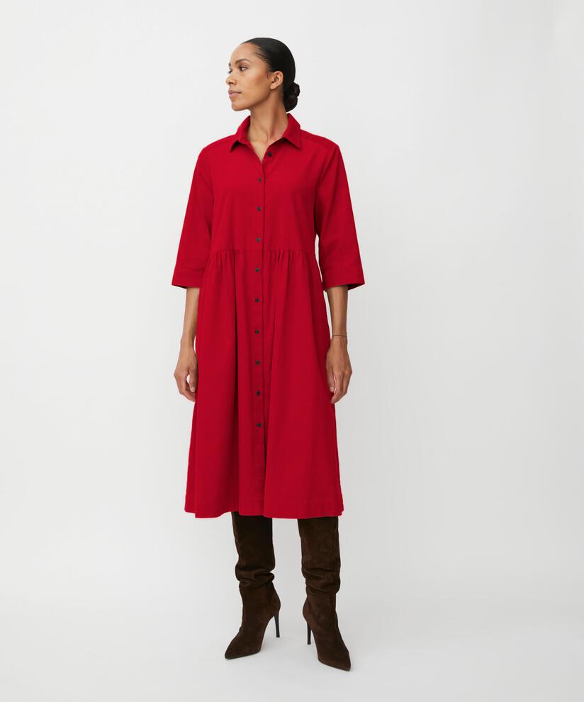 Samthemdkleid Mit 3/4-ärmeln, Scarlet Sage