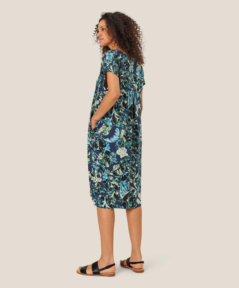 Kleid Aus Bedruckter Viskose Mit V-ausschnitt, Mood Indigo