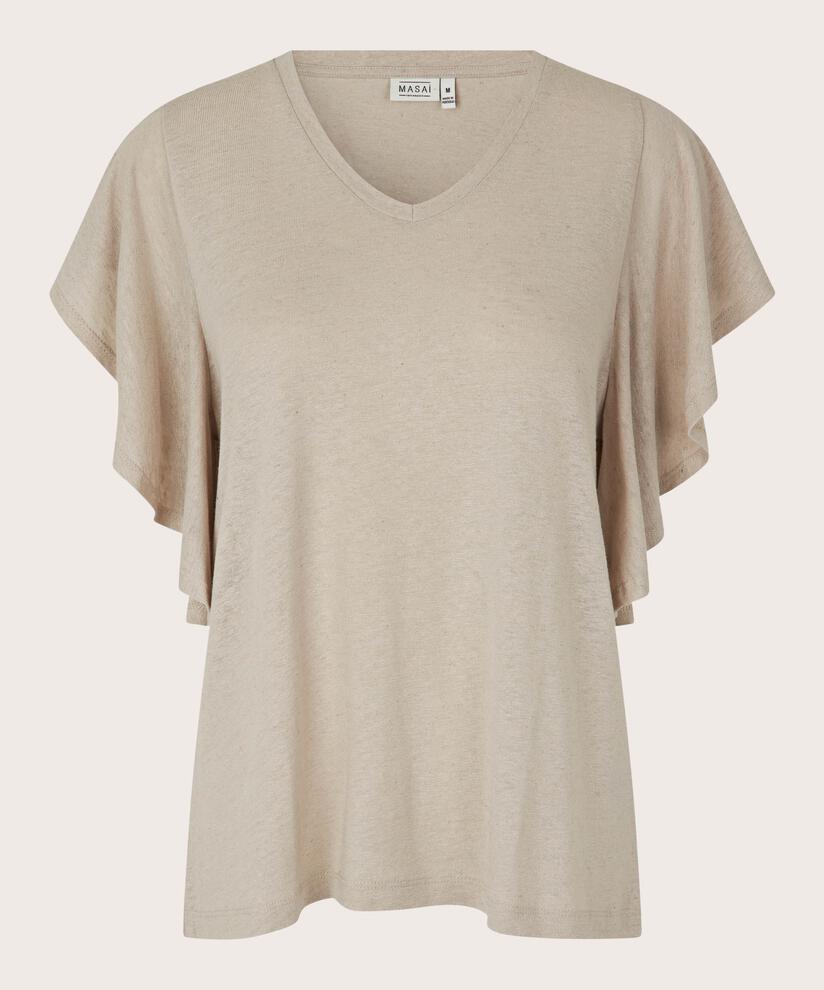 T-Shirt aus Leinenmischung mit Fledermausärmeln, Silver Cloud
