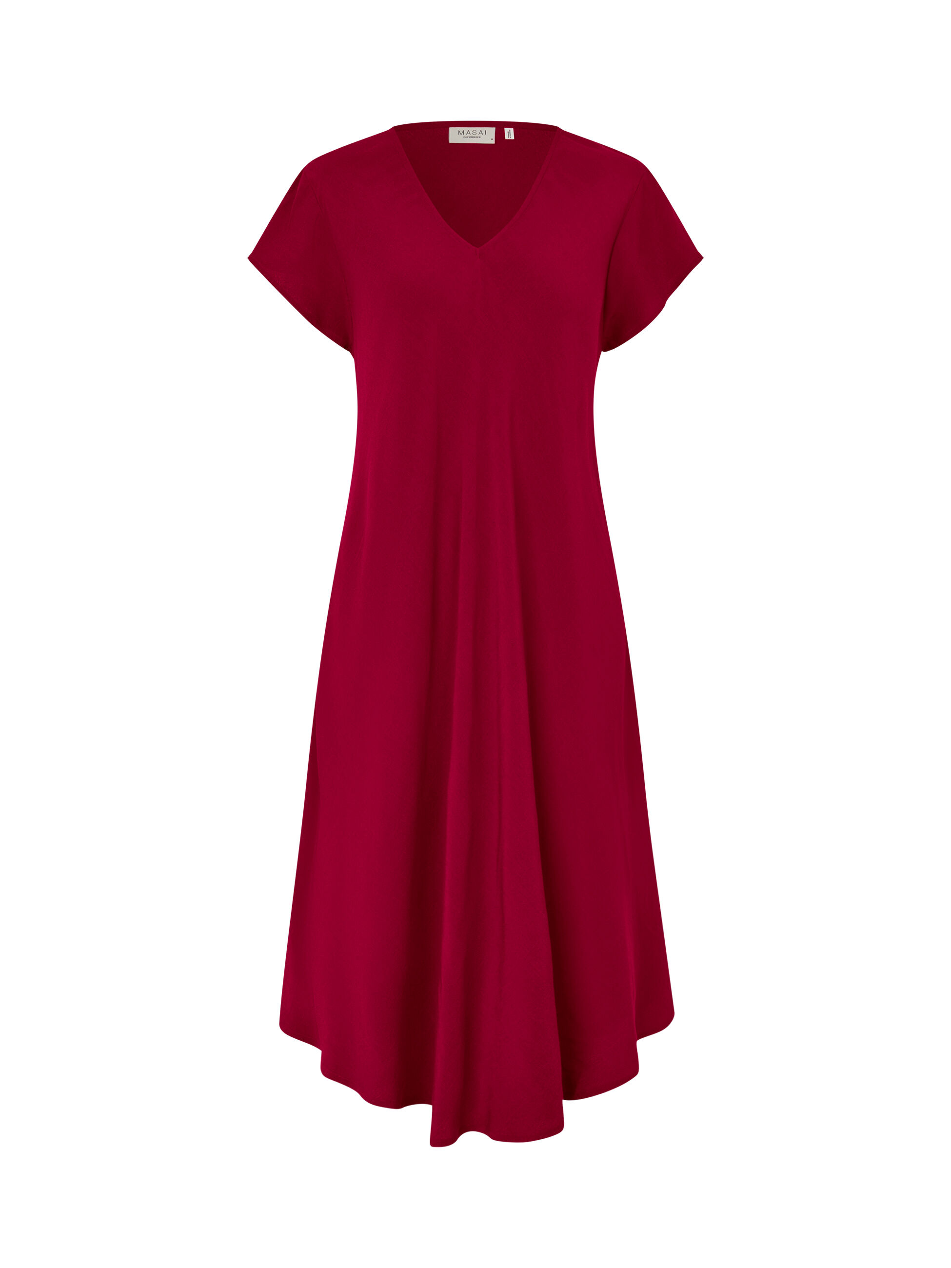 Viskosekleid mit kurzen &Auml;rmeln und V-Ausschnitt, Beet Red