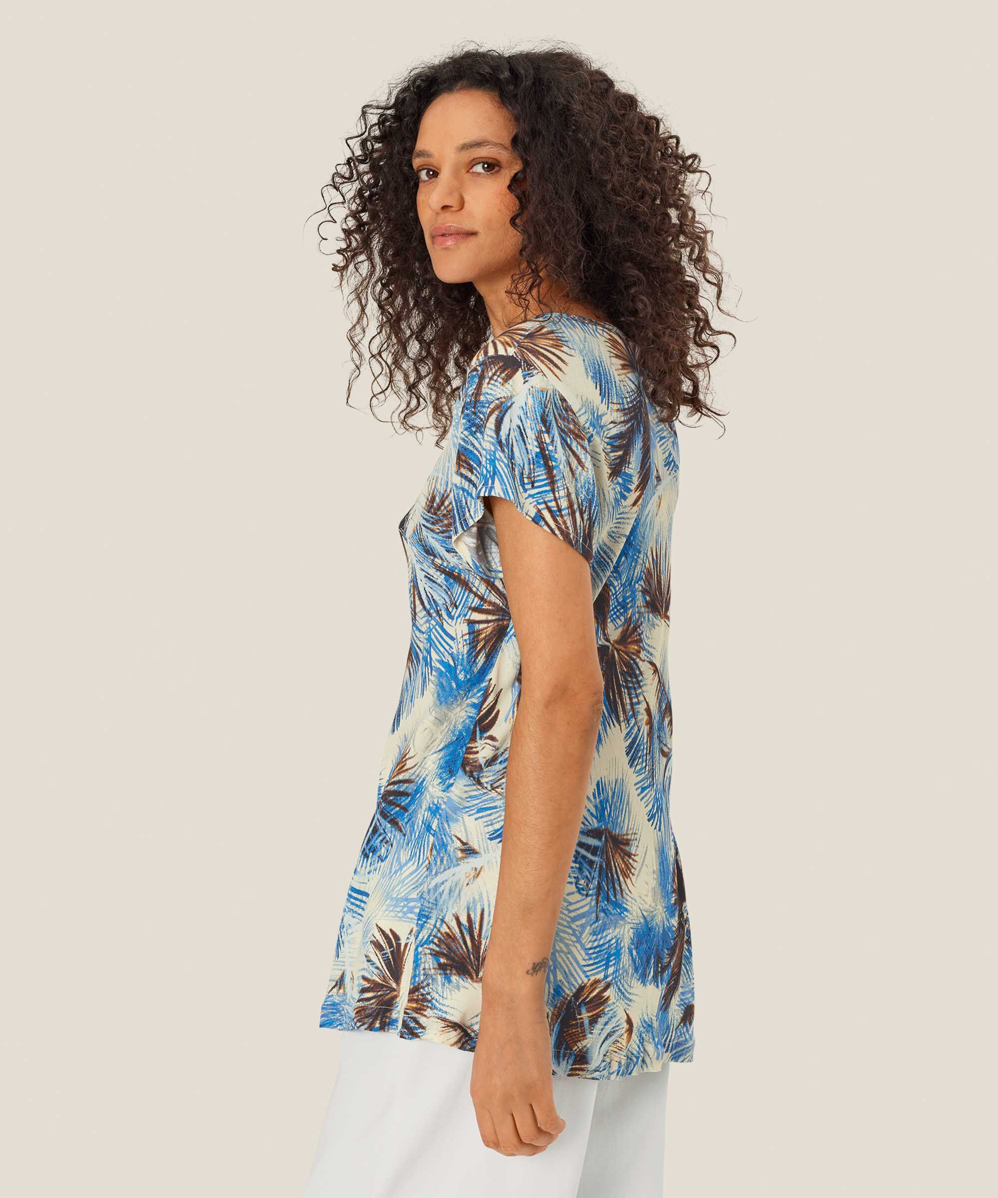 Bedrucktes Viskose-top Mit V-ausschnitt, Della Blue