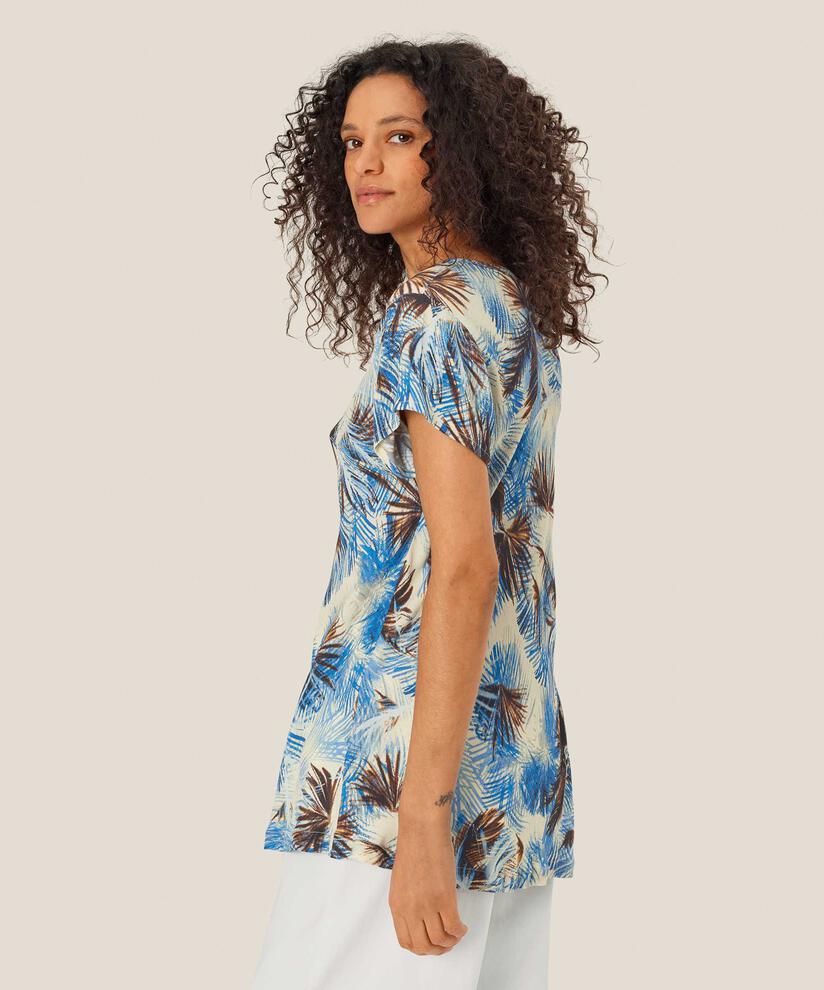 Bedrucktes Viskose-top Mit V-ausschnitt, Della Blue