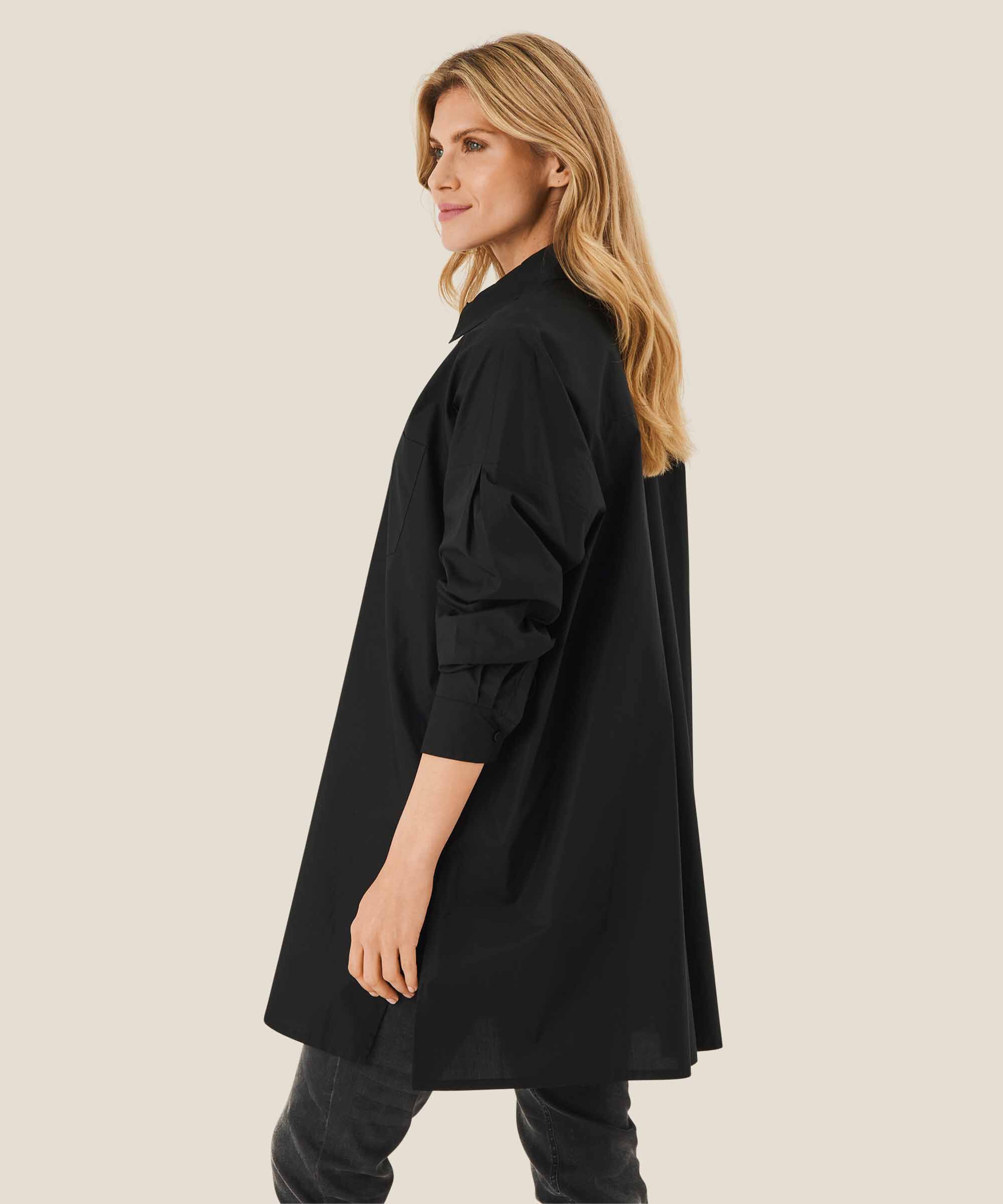 Button-Down-Hemdbluse aus Baumwolle, Black