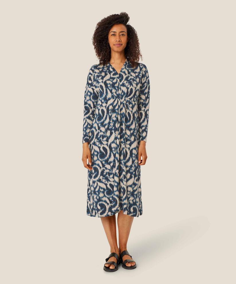 Jerseykleid mit V-Ausschnitt und Eingrifftaschen, Moonlit Ocean