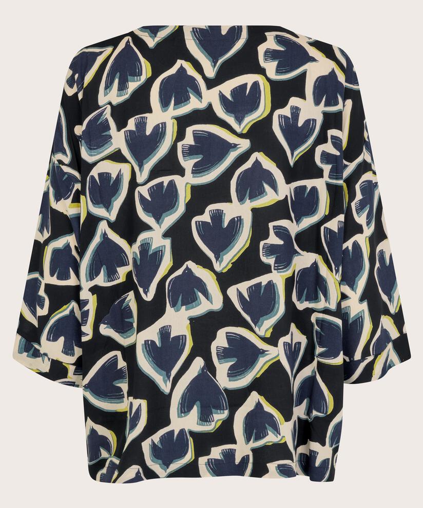 Viskosebluse mit 3/4 Ärmeln, Maritime Blue