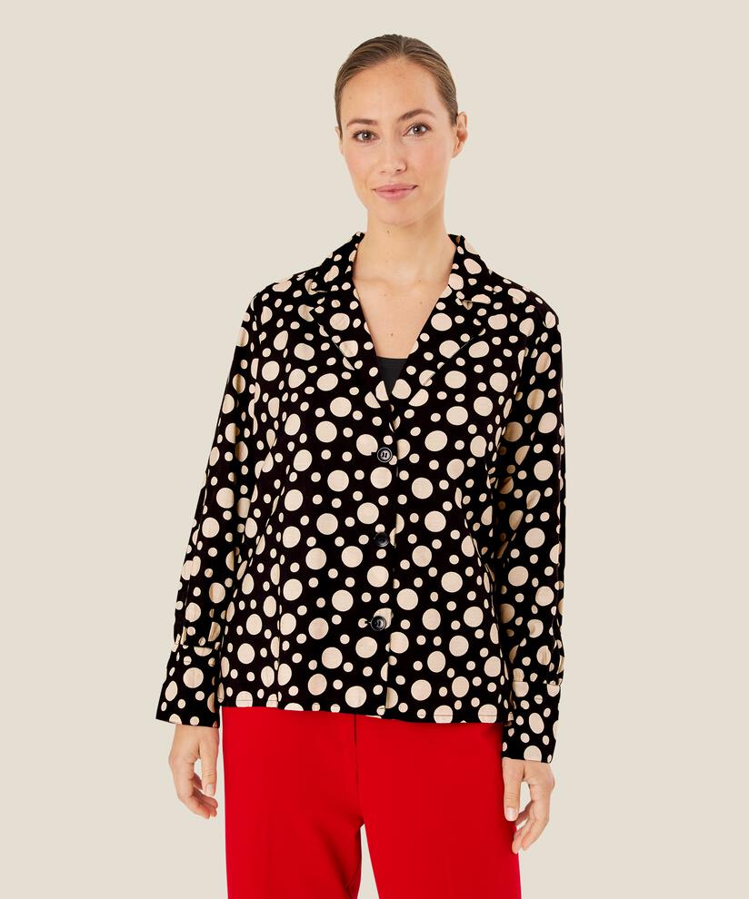 Gepunktete Hemdjacke aus Viskose, Black