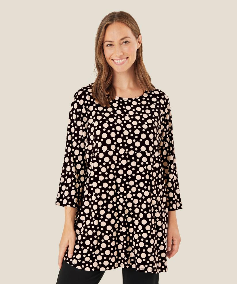 Bedruckte Tunika Mit Langen Ärmeln, Black