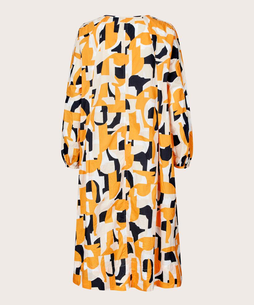 Baumwollkleid mit Knopfdetail am Hals, Butterscotch