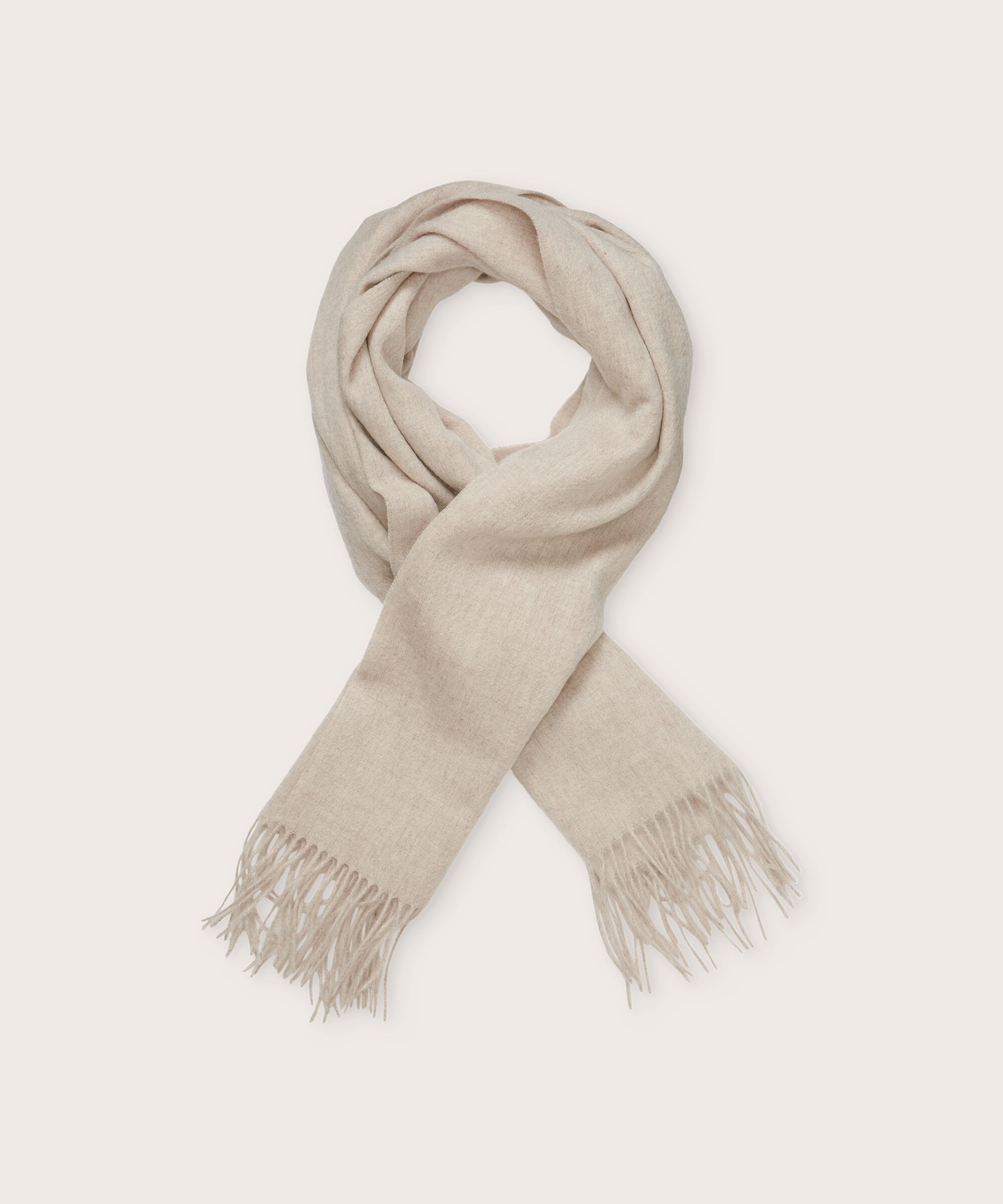 großer Wollschal mit Fransen, L beige mel