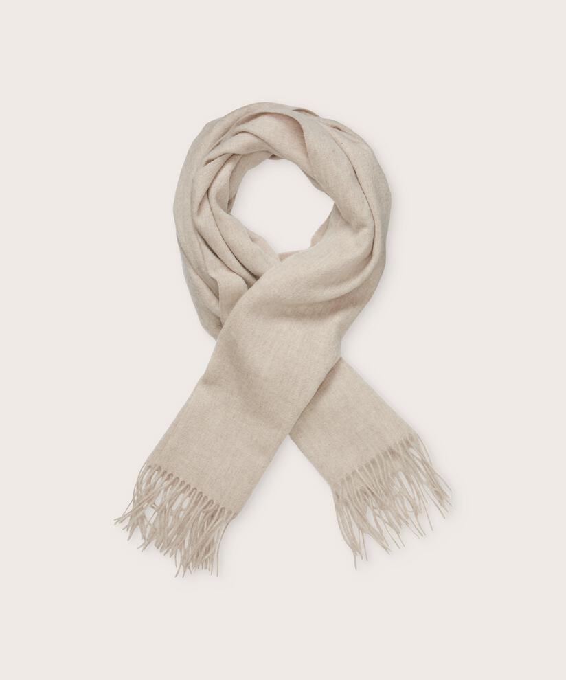 großer Wollschal mit Fransen, L beige mel