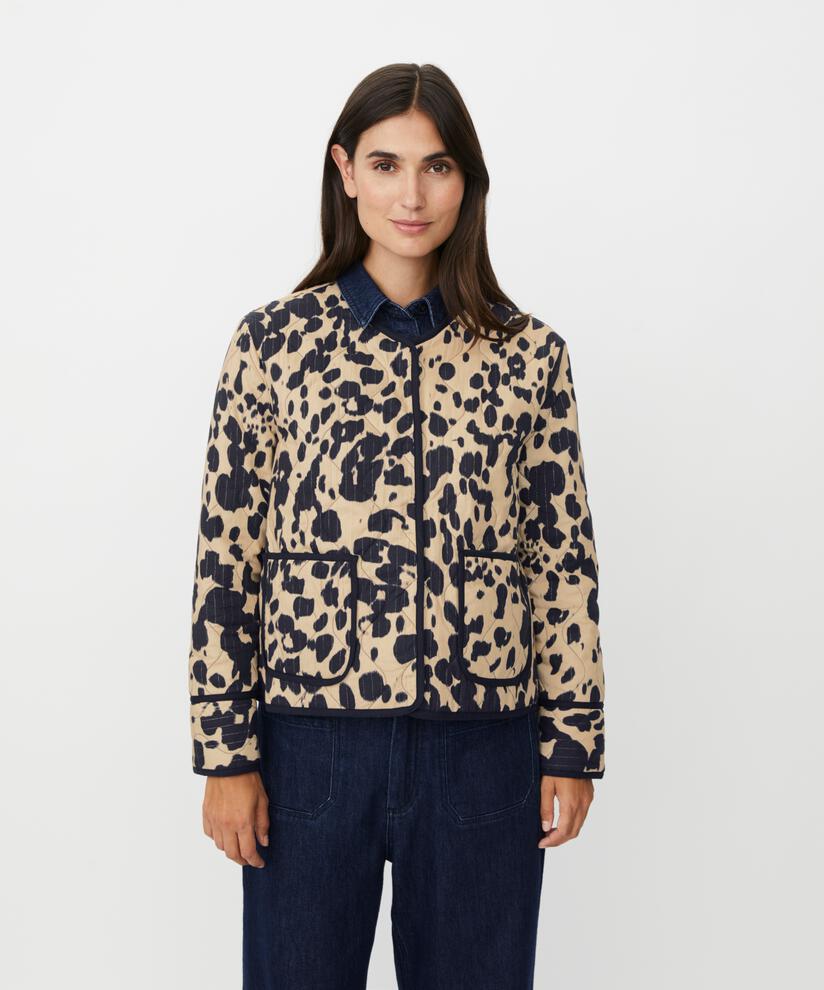 Steppjacke mit Leopardenmuster, Oxford Tan