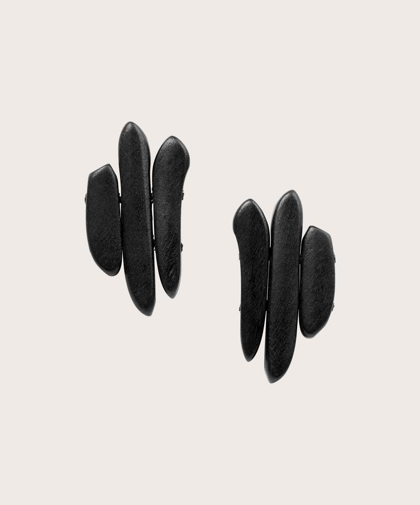 Ohrringe mit schwarzen Holzperlen, Black