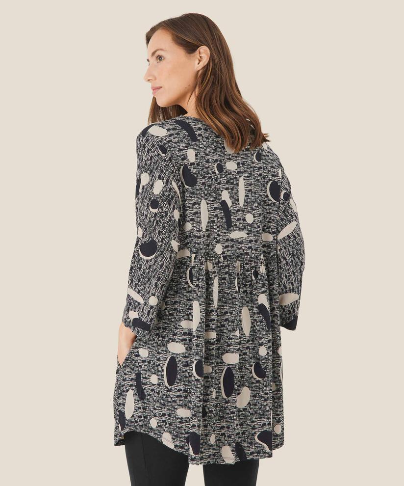 Bedruckte Tunika mit langen Ärmeln, Black