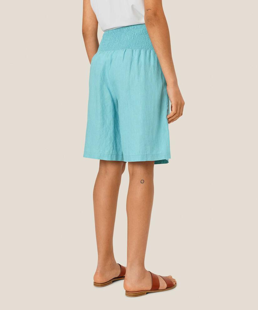 Leinenshorts Mit Gesmoktem Gummizug Hinten, Aqua