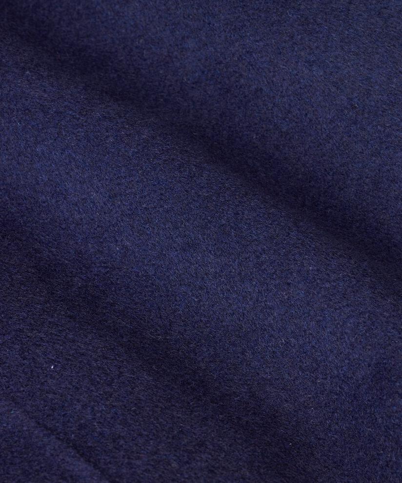 klassischer Wollmantel mit Rundhalsausschnitt, Maritime Blue