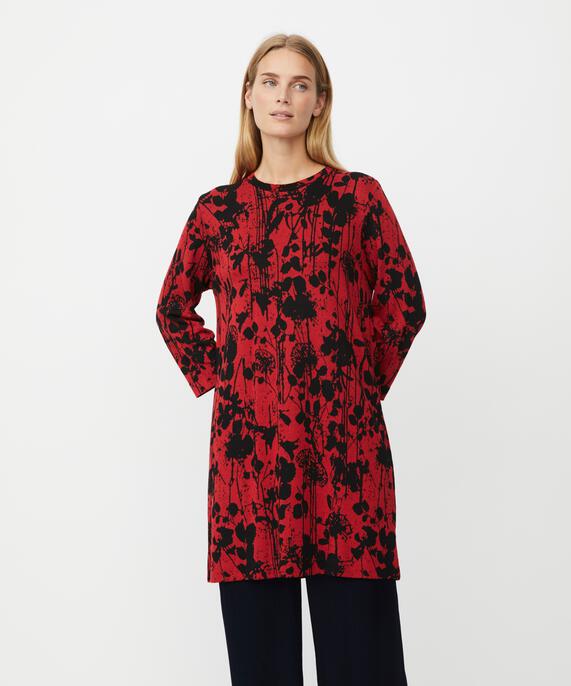 bedruckte Jersey-Tunika mit hohem Ausschnitt, Scarlet Sage