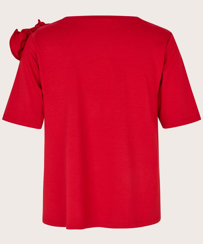 T-Shirt mit abnehmbarer Blumenbrosche, Scarlet Sage