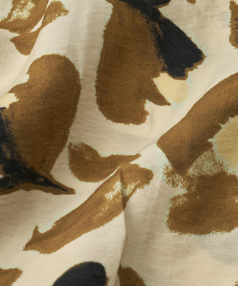 Hemdblusenkleid aus Viskose mit Blumenmuster, Dull Gold
