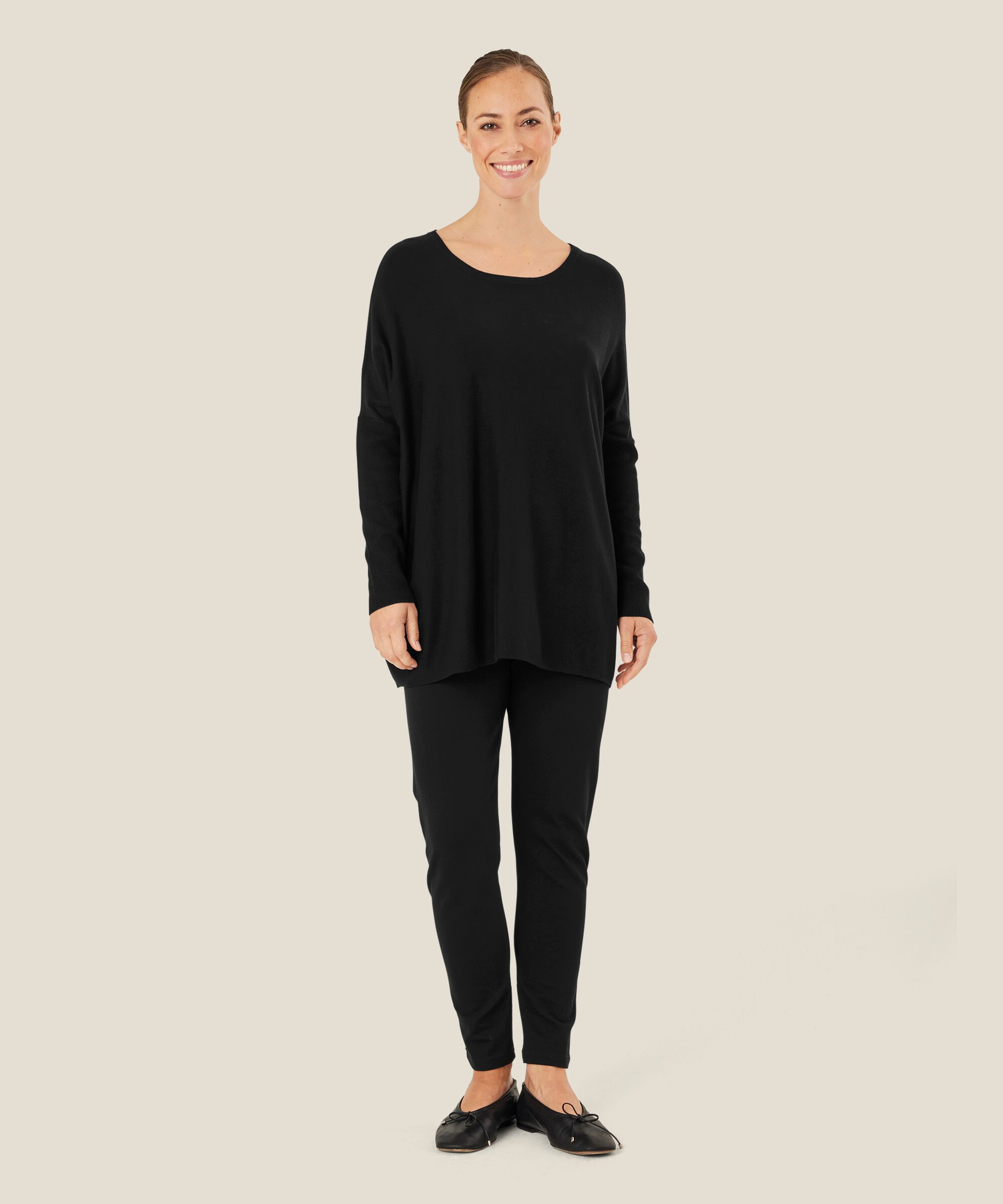 Knöchellange Hose aus Jersey, Black