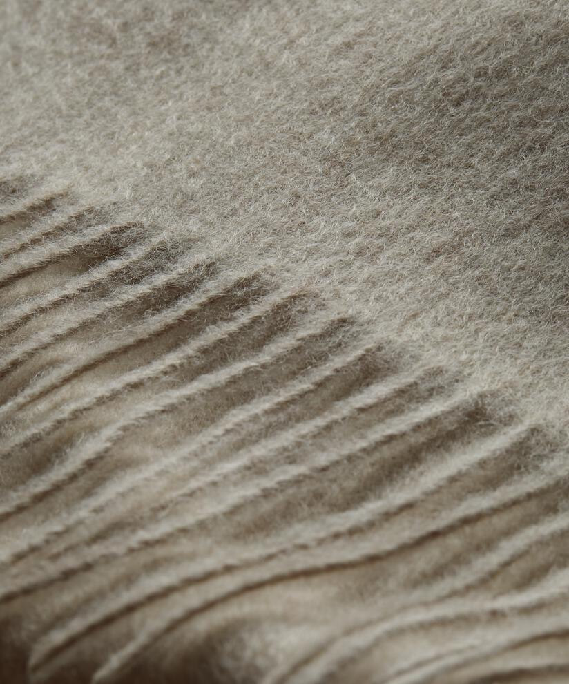 großer Wollschal mit Fransen, L beige mel