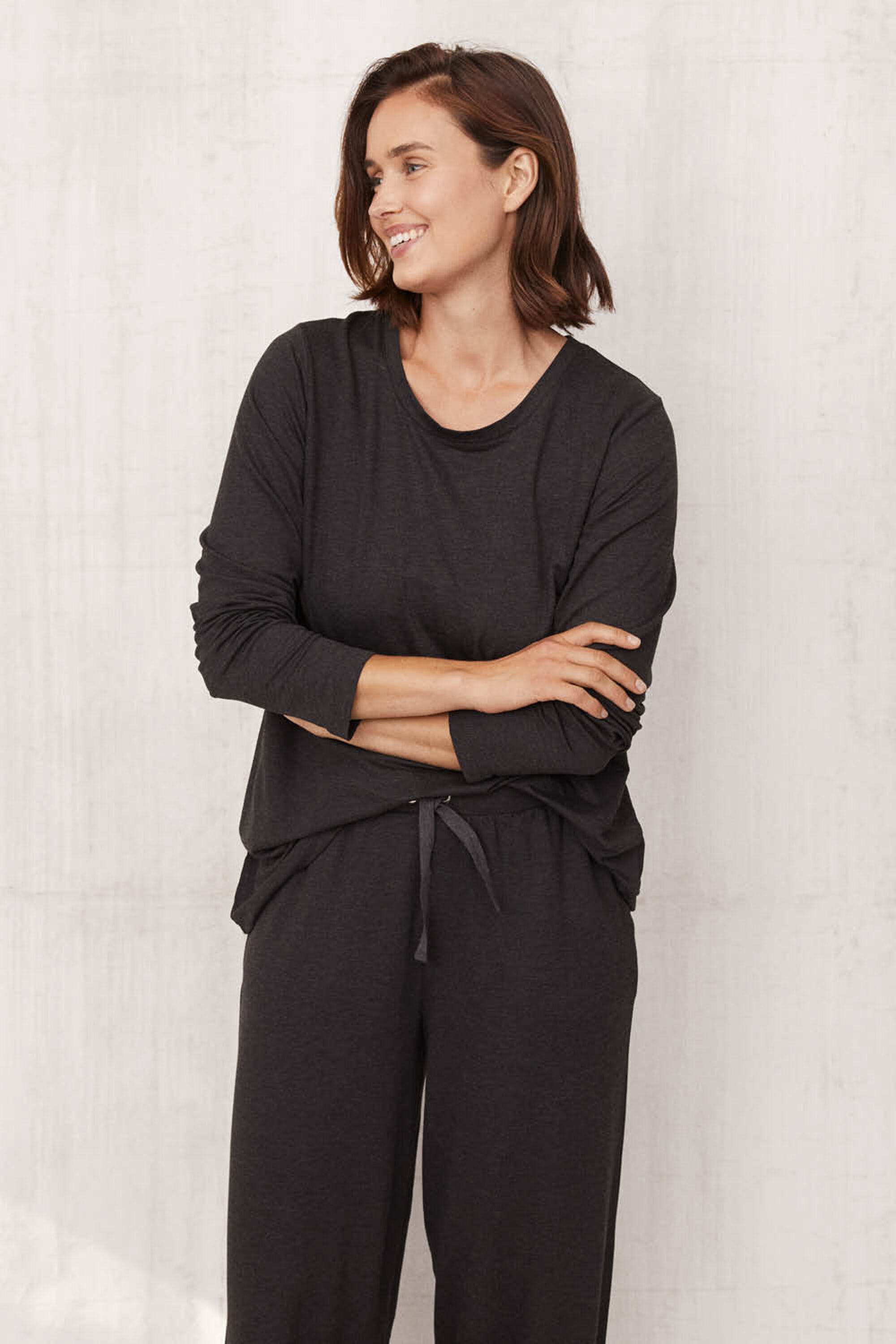 Jersey-Top mit Falten auf der Rückseite - D. Grey mel., Jogginghose aus weichem Jersey - D. Grey mel.