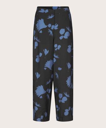 bedruckte Hose mit seitlichem Gummizug, Gray Blue