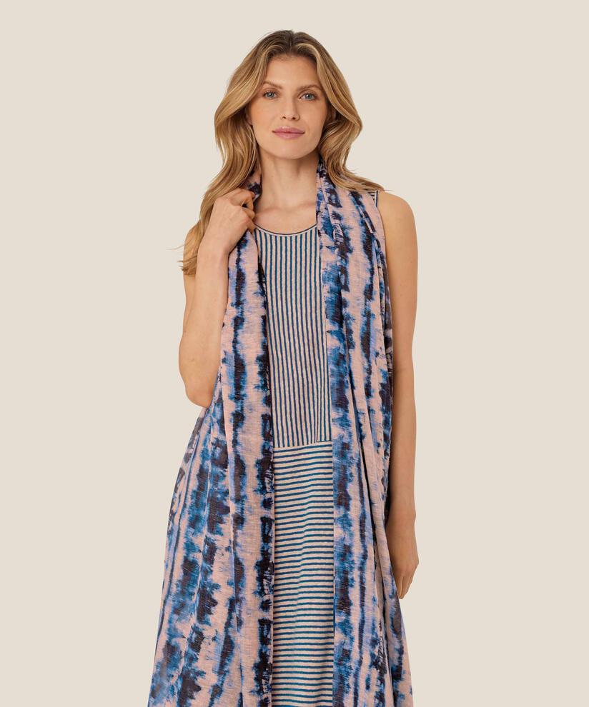 Schal mit Batikmuster aus Baumwollmischung, Navy Peony