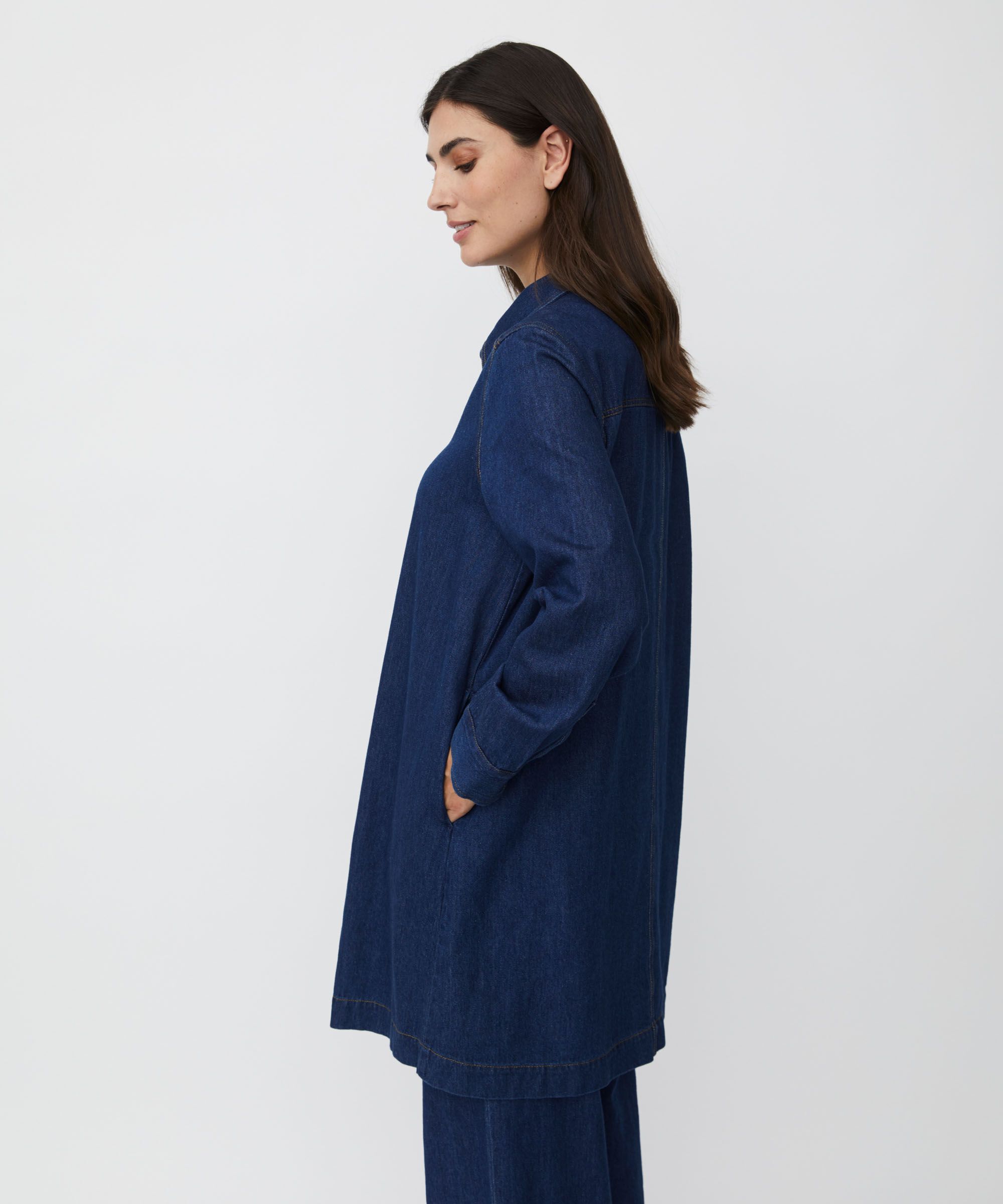 weiches Jeanshemd mit Eingrifftaschen, Dark Denim