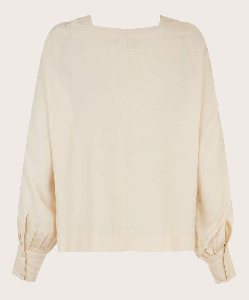 Viskosebluse mit quadratischem Ausschnitt, Whitecap