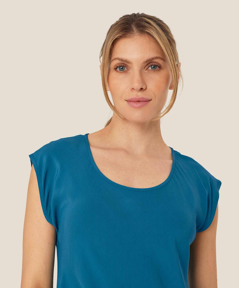 Viskosekleid mit Rundhalsausschnitt und kurzen Ärmeln, Celestial