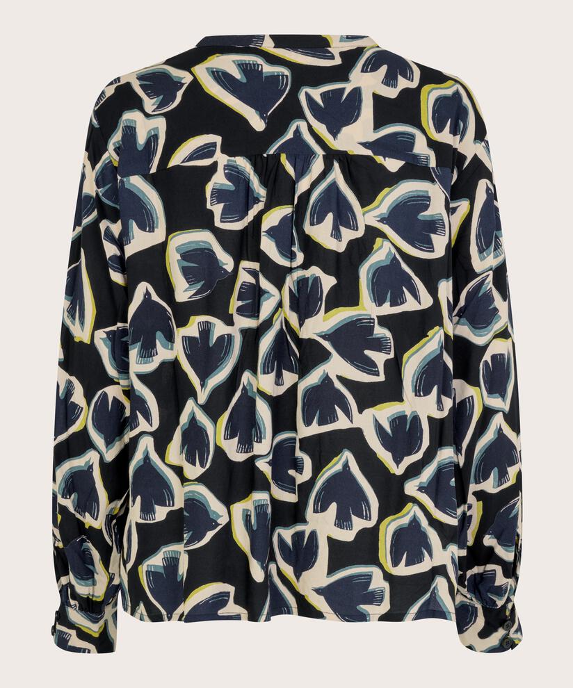 Viskosebluse mit Bindedetail im Nacken, Maritime Blue