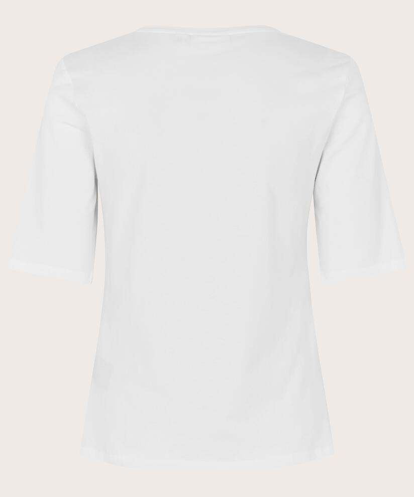 T-Shirt mit V-Ausschnitt und 1/2 Ärmeln, White