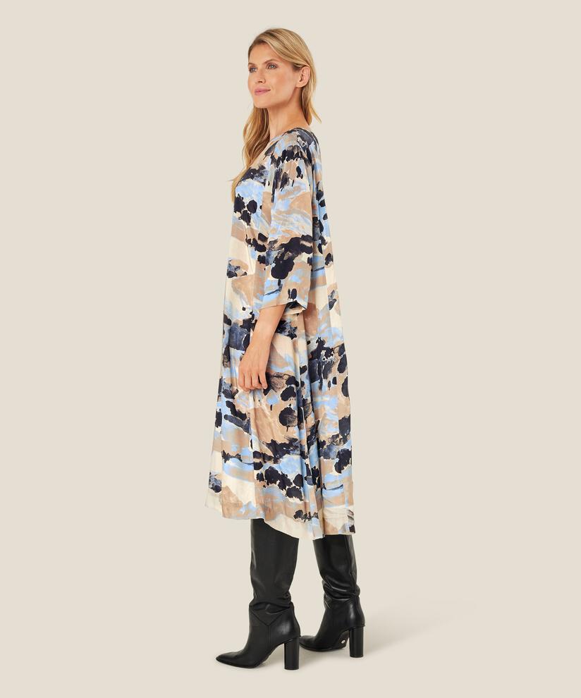 Kleid aus Viskose mit Knopf am Hals, Steel Grey