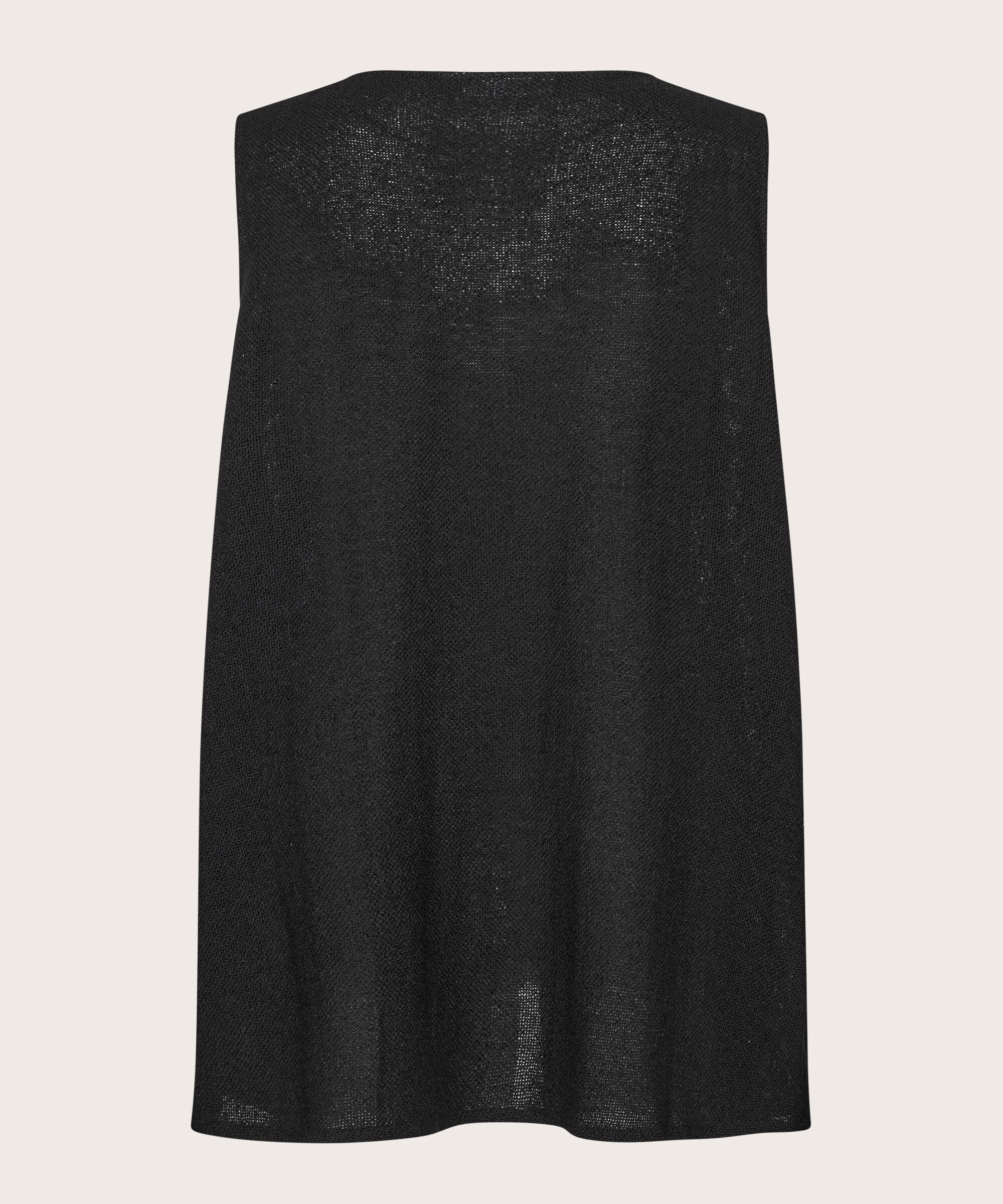 Lange, Offene Bouclé-weste, Black