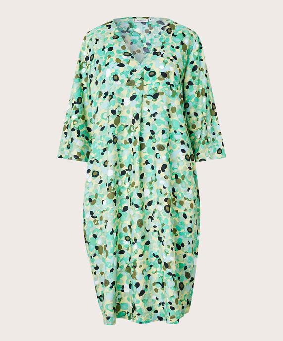 Viskosekleid mit V-Ausschnitt und Eingrifftaschen, Winter Green