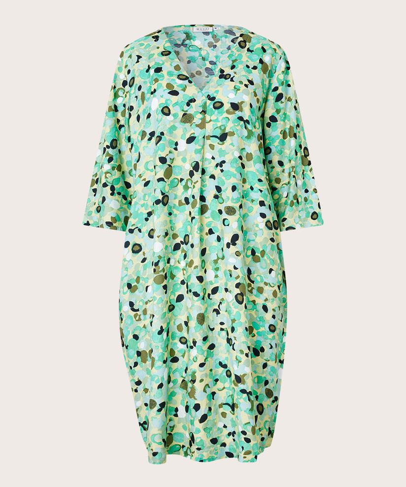 Viskosekleid mit V-Ausschnitt und Eingrifftaschen, Winter Green