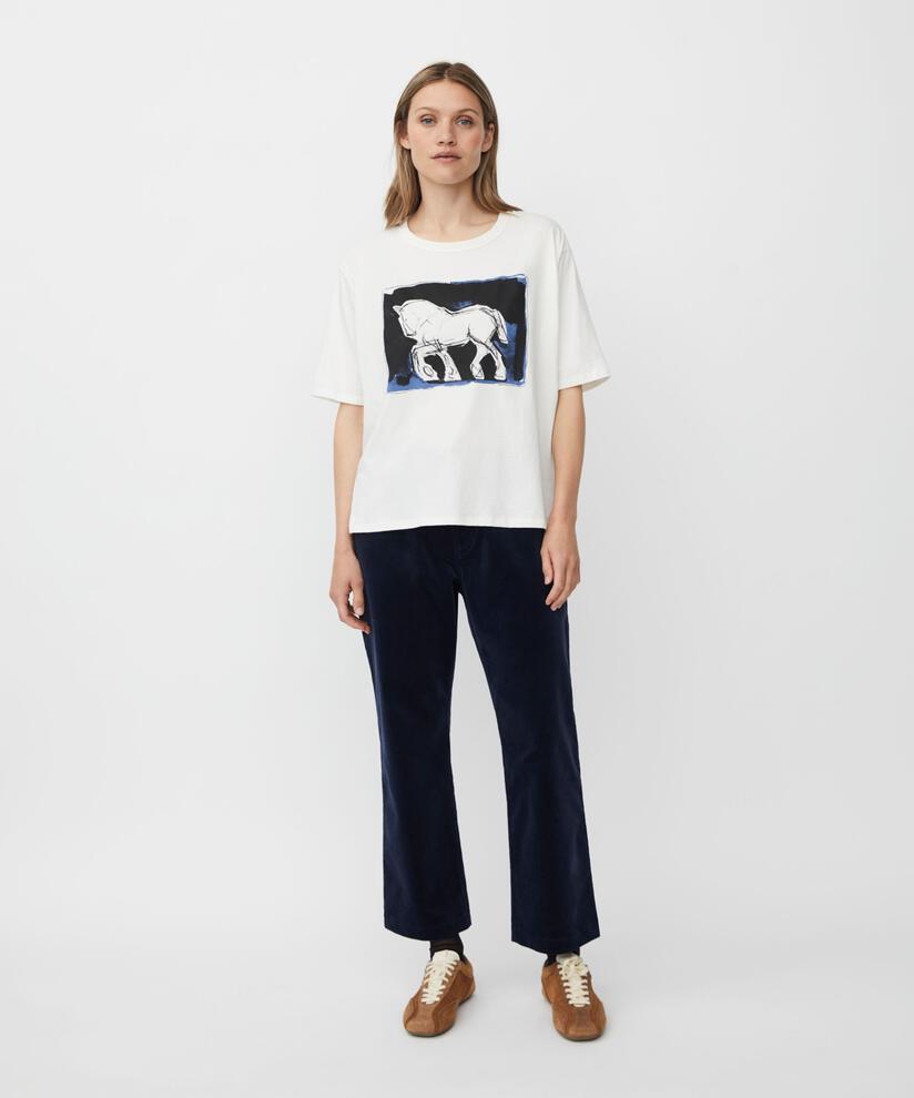verkürzte Cordhose mit fixiertem Bund, Navy Blazer