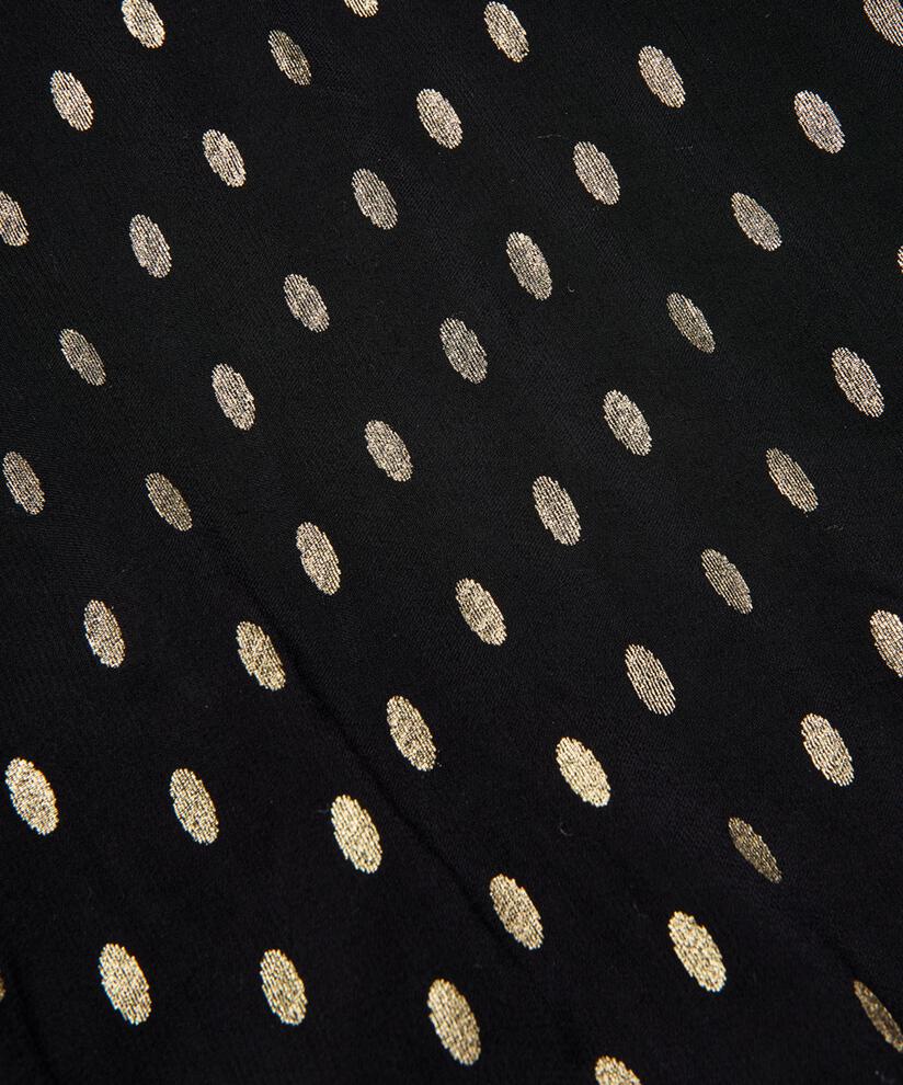 leicht transparentes Kleid mit goldenen Punkten und Rüschendetails, Black