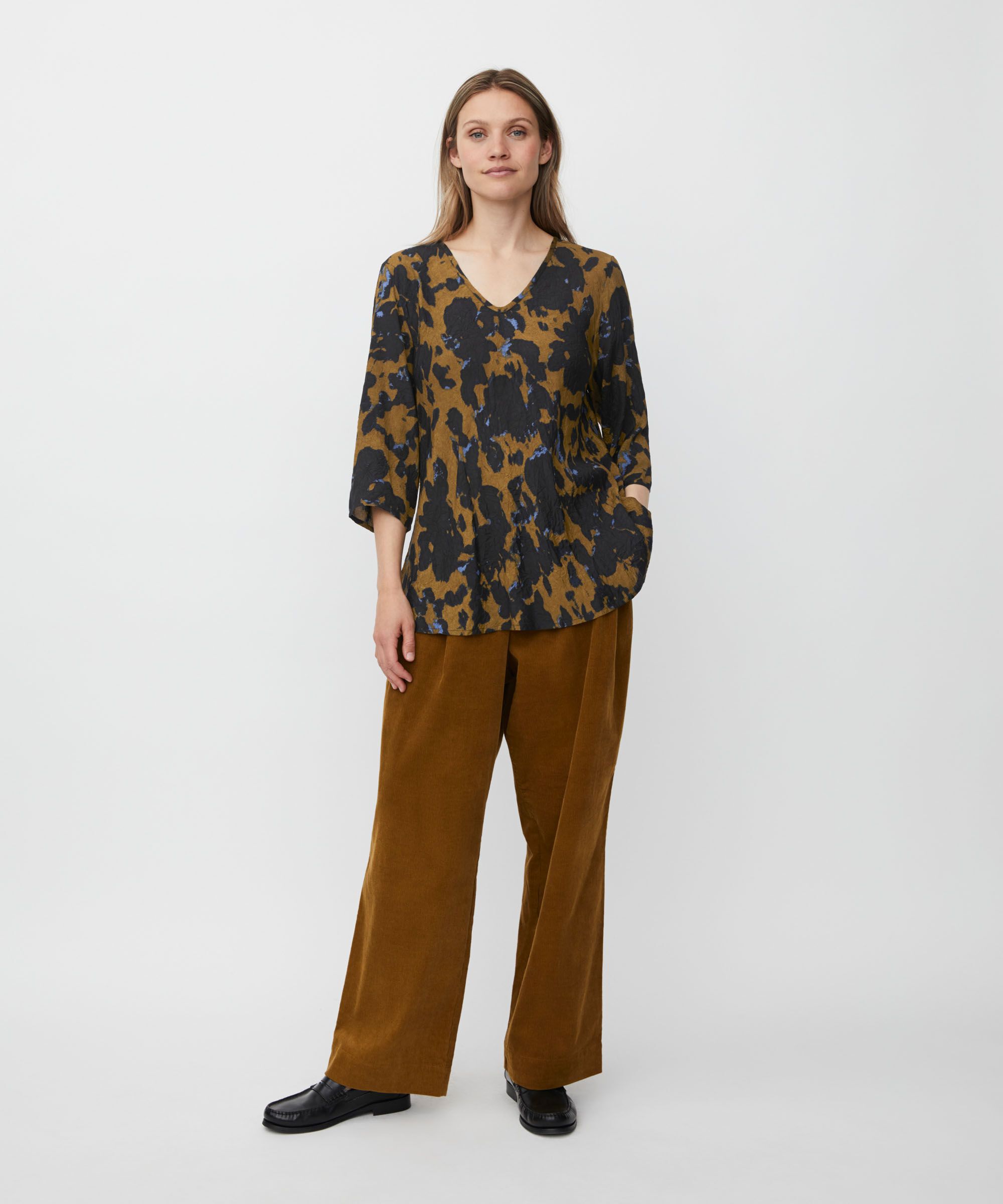 Bedruckte Viskosebluse Mit V-ausschnitt, Breen
